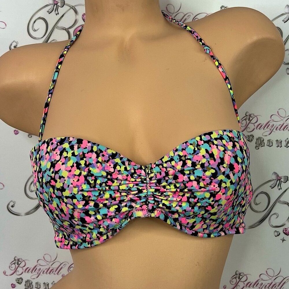 Victoria's Secret bikini top polka dot spatter Multicolor Floral Bikini Top